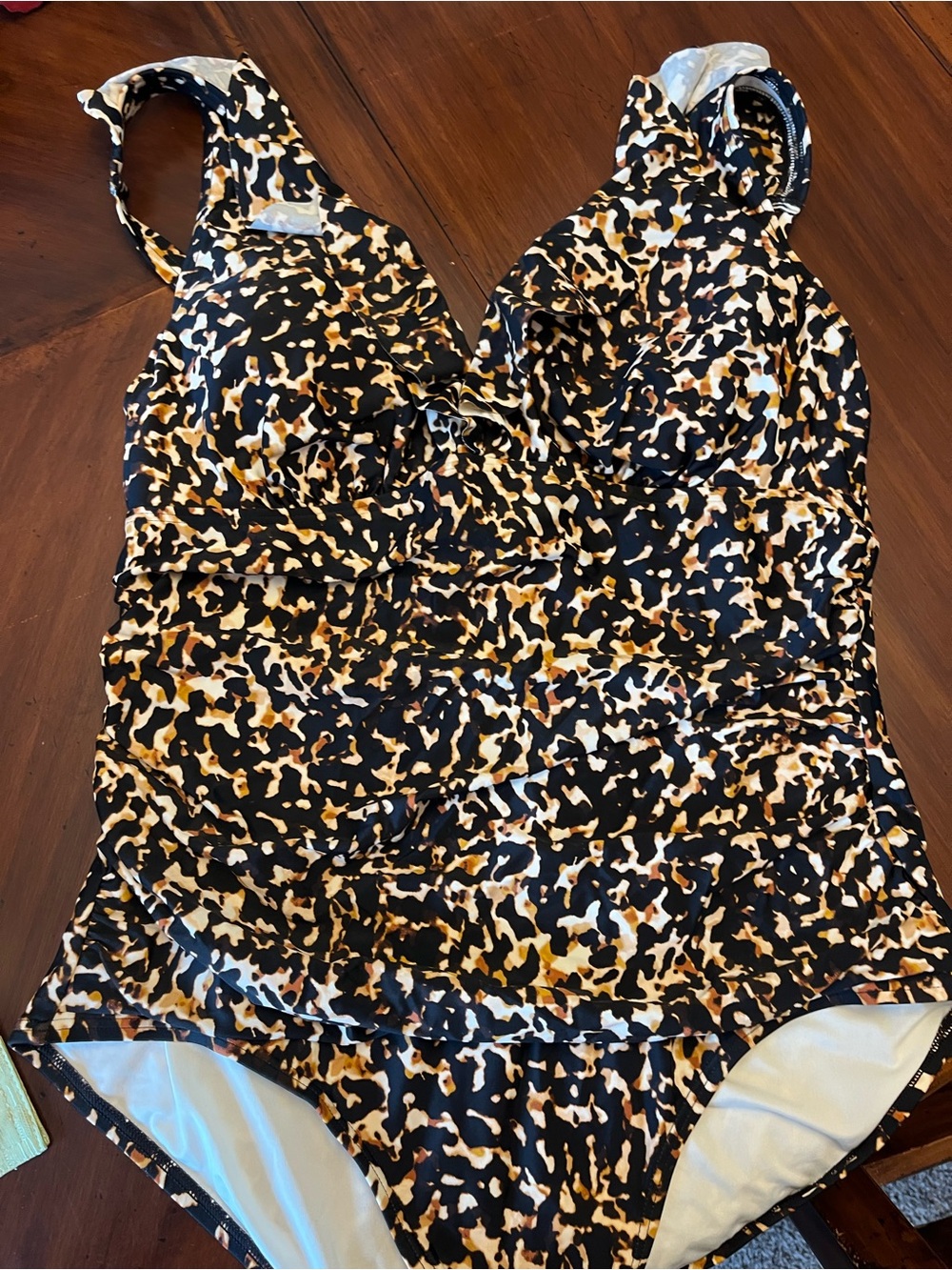 Dkny Leopard-Print One-Piece Swimsuit - Black, Brown & Cream - Picture 2 of 5